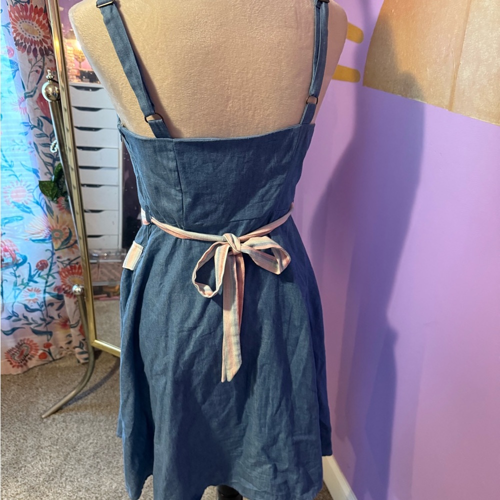 Modcloth Happiness and Cheers A-Line Chambray Stripe Sundress - Picture 4 of 6